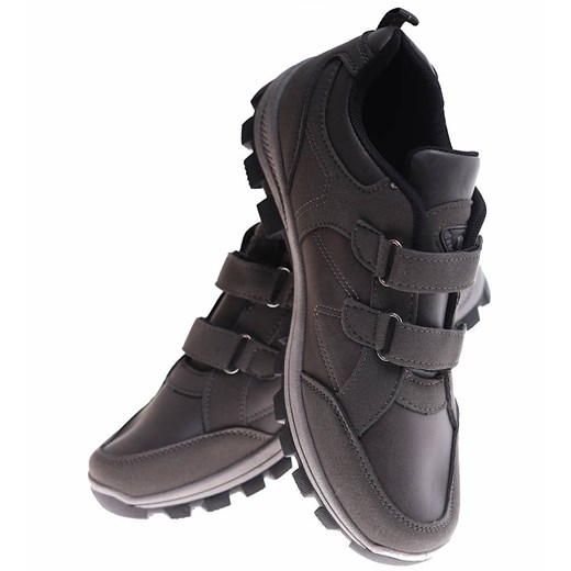 Szare męskie buty sportowe na rzepy /B2-2 17141 T481/ Pantofelek24 45 Pantofelek24.pl