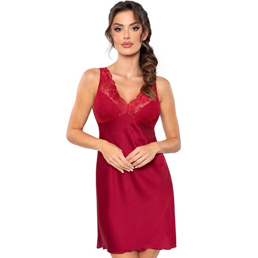 Satynowa koszula nocna bordowa Mari, Kolor bordowy, Rozmiar S, Donna ze sklepu Intymna w kategorii Koszule nocne - zdjęcie 176469961
