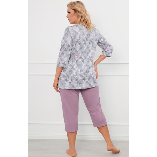 Piżama damska z rękaw i spodniami 3/4 Ardila, Kolor szaro-wrzosowy, Rozmiar 3XL, Italian Fashion ze sklepu Intymna w kategorii Piżamy damskie - zdjęcie 176471071