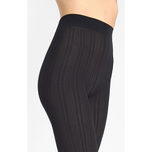 Marilyn czarne rajstopy o warkoczowym splocie Diana D08 60 DEN, Kolor czarny, Marilyn 1/2 Intymna okazja