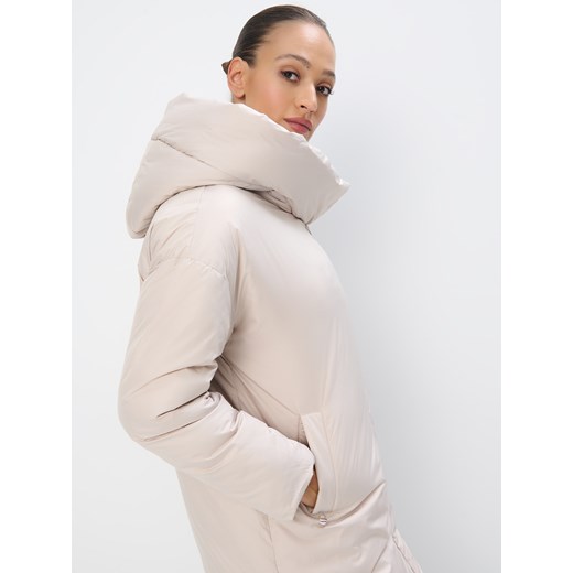 Mohito - Zimowy kremowy płaszcz oversize - beżowy Mohito 36 Mohito