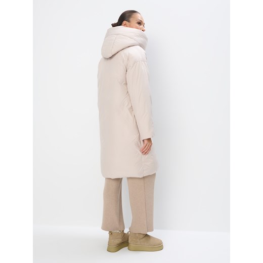 Mohito - Zimowy kremowy płaszcz oversize - beżowy Mohito 36 Mohito