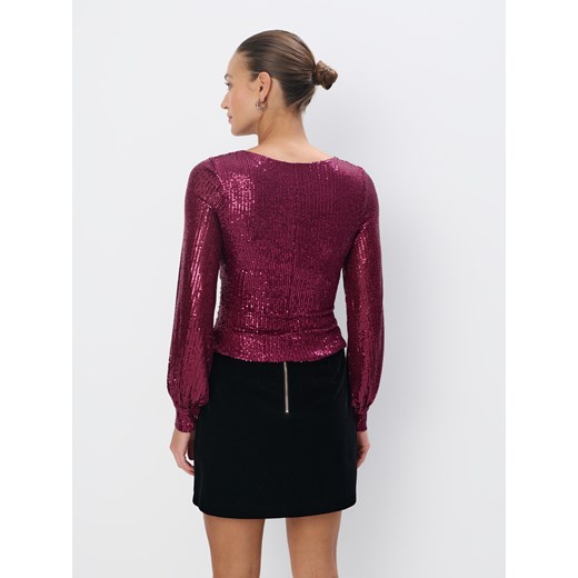 Mohito - Cekinowa bordowa bluzka - kasztanowy Mohito XS Mohito