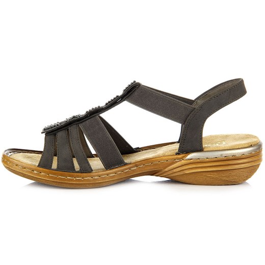 RIEKER 60361-45 szare sandały damskie na gumy lekkie komfortowe butyraj-pl  paski