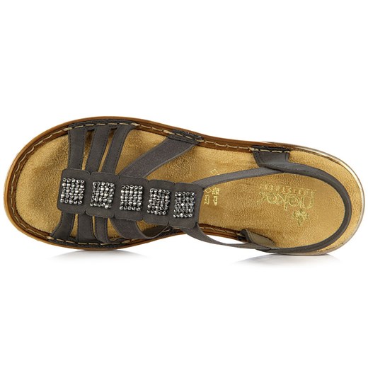 RIEKER 60361-45 szare sandały damskie na gumy lekkie komfortowe butyraj-pl  na obcasie