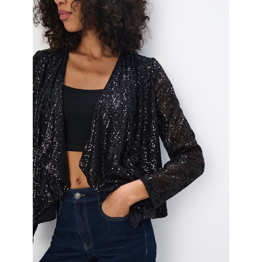 Mohito - Cekinowa czarna marynarka - czarny Mohito L Mohito