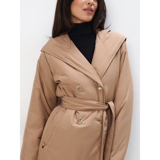 Mohito - Płaszcz z kapturem - beżowy Mohito 38 Mohito
