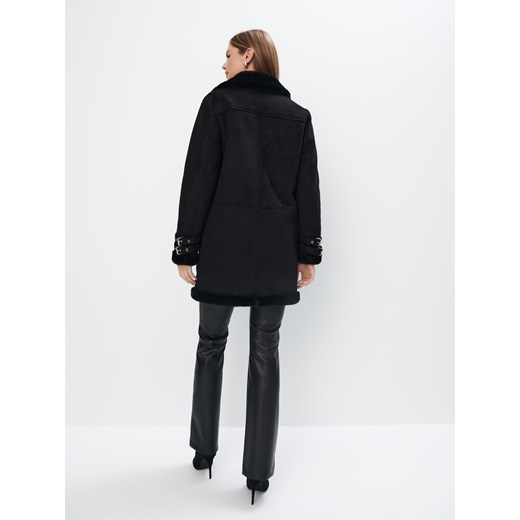 Mohito - Płaszcz ze sztucznym futerkiem - czarny Mohito 32 Mohito