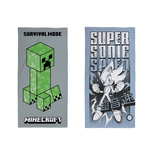 MINECRAFT lub SONIC Ręcznik plażowy/ basenowy, 70 x 140 cm One Size LIDL Sklep
