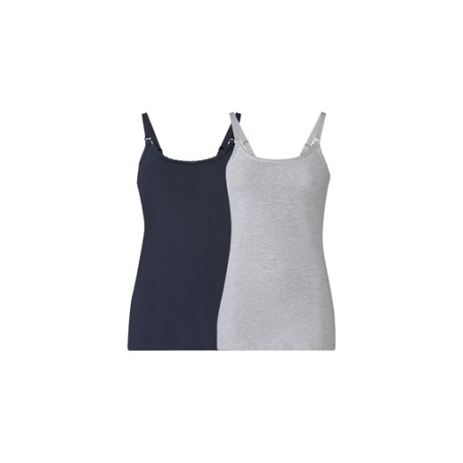 esmara® Top do karmienia z bawełny, 2 sztuki (M (40/42), Szary/granatowy) Esmara® promocyjna cena LIDL Sklep