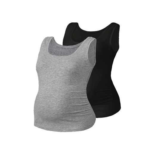 esmara® Topy ciążowe z bawełną, 2 sztuki (L (44-46), Czarny/ szary) Esmara® LIDL Sklep promocyjna cena