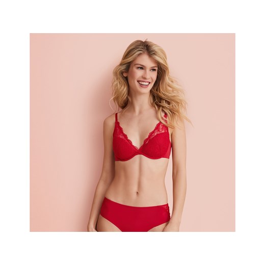 esmara® Biustonosz damski z fiszbinami i koronką (80B, Czerwony) Esmara® LIDL Sklep