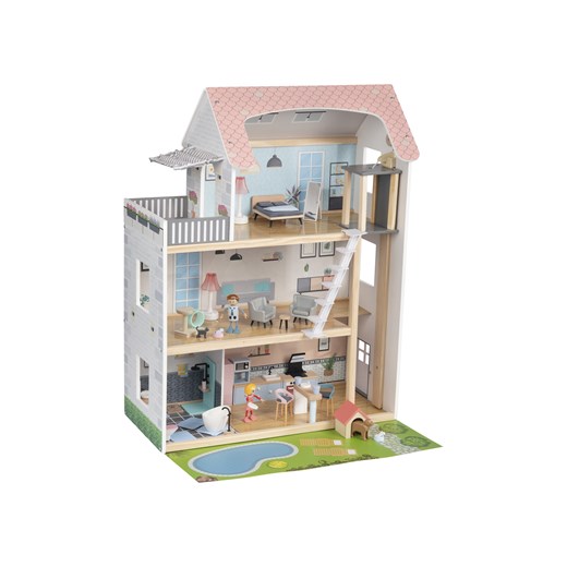 Playtive Drewniany domek dla lalek z wyposażeniem, 54 elementy Playtive LIDL Sklep