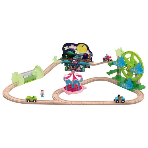 Playtive Drewniana kolejka Plac budowy lub Park rozrywki (Park rozrywki z Playtive LIDL Sklep
