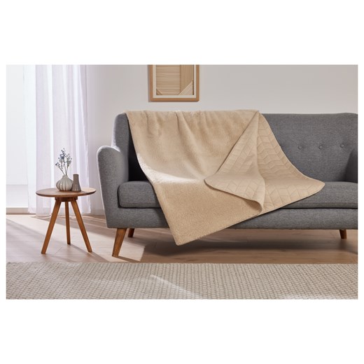 LIVARNO home Koc narzuta z polarem sherpa, 150 x 200 cm (Beżowy) Livarno Home LIDL Sklep