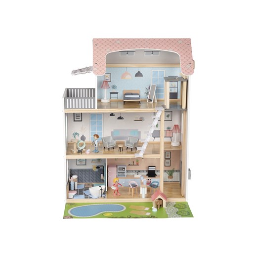 Playtive Drewniany domek dla lalek z wyposażeniem, 54 elementy Playtive LIDL Sklep