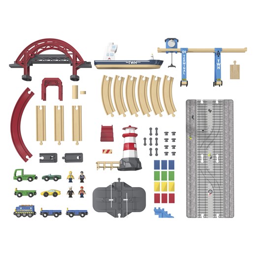 Playtive Drewniana kolejka Port kontenerowy, z 3 stacjami Playtive LIDL Sklep