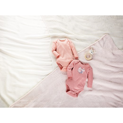 lupilu® Body niemowlęce z biobawełny, 2 sztuki (50/56, Różowy/ciemnoróżowy) Lupilu® LIDL Sklep