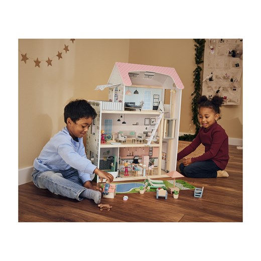 Playtive Drewniany domek dla lalek z wyposażeniem, 54 elementy Playtive LIDL Sklep