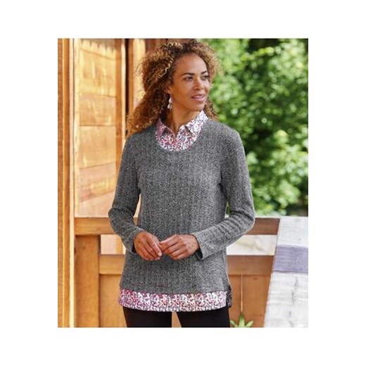 Sweter 2 w 1 z cienkiej dzianiny i wstawką imitującą koszulę ze sklepu Atlas For Men w kategorii Bluzki damskie - zdjęcie 176536551