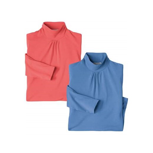 Zestaw 2 półgolfów z marszczonym kołnierzem ze sklepu Atlas For Men w kategorii Swetry damskie - zdjęcie 176536574
