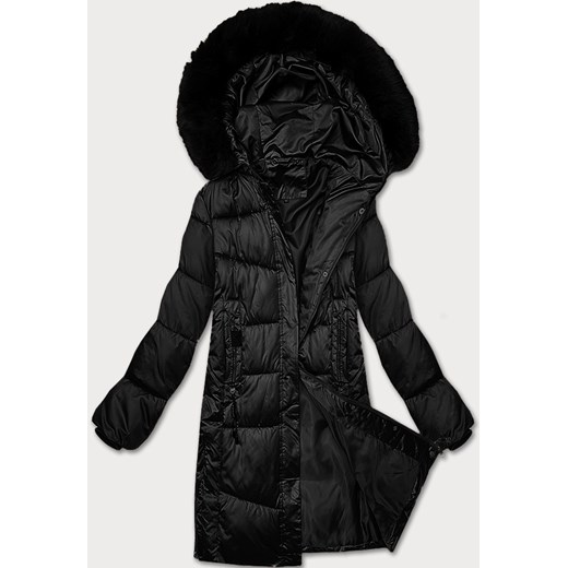Zimowa pikowana kurtka plus size z kapturem S'west czarna (B8267-1) ze sklepu goodlookin.pl w kategorii Kurtki damskie - zdjęcie 176539404