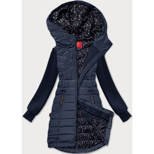 Bluza-kurtka damska z dresowymi rękawami LHD granatowa (AMG-302) ze sklepu goodlookin.pl w kategorii Bluzy damskie - zdjęcie 176539612
