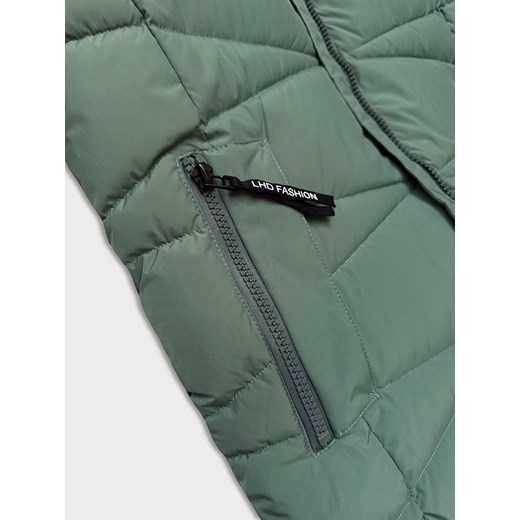 Zimowa kurtka damska z futrzaną podszewką  LHD szarozielona (LHD-24578) Goodlookin.pl XL (42) goodlookin.pl