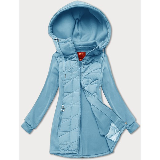 Rozpinana bluza damska z łączonych materiałów LHD błękitna (AMG-165) ze sklepu goodlookin.pl w kategorii Bluzy damskie - zdjęcie 176539820