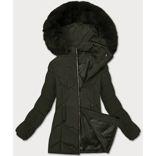Kurtka zimowa damska plus size z kapturem S'west khaki (B8300-11) ze sklepu goodlookin.pl w kategorii Kurtki damskie - zdjęcie 176539954