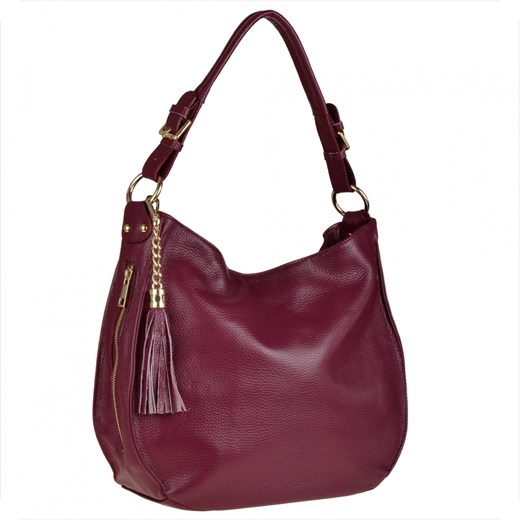 Duża torebka shopper bordowa skóra naturalna włoska ze sklepu melon.pl w kategorii Torby Shopper bag - zdjęcie 176540222