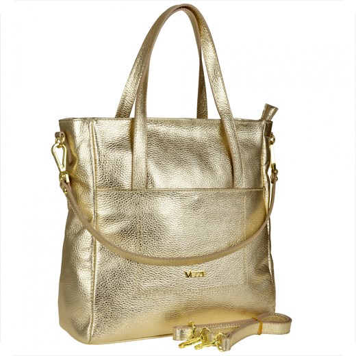 Vezze torba shopper złota ze skóry naturalnej xl ze sklepu melon.pl w kategorii Torby Shopper bag - zdjęcie 176540463