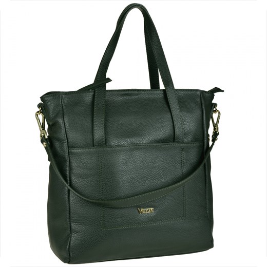 Vezze torba shopper zieleń butelkowa ze skóry naturalnej xl ze sklepu melon.pl w kategorii Torby Shopper bag - zdjęcie 176540533
