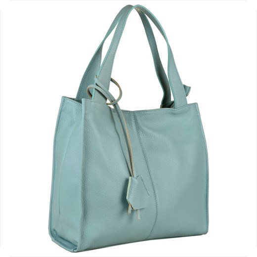 Duża torebka włoska shopper bag skóra naturalna niebieska baby blue ze sklepu melon.pl w kategorii Torby Shopper bag - zdjęcie 176540791