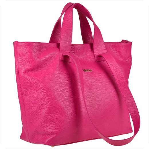 Vezze torba skórzana shopper bag róż fuksja na ramię i do ręki ze sklepu melon.pl w kategorii Torby Shopper bag - zdjęcie 176540854