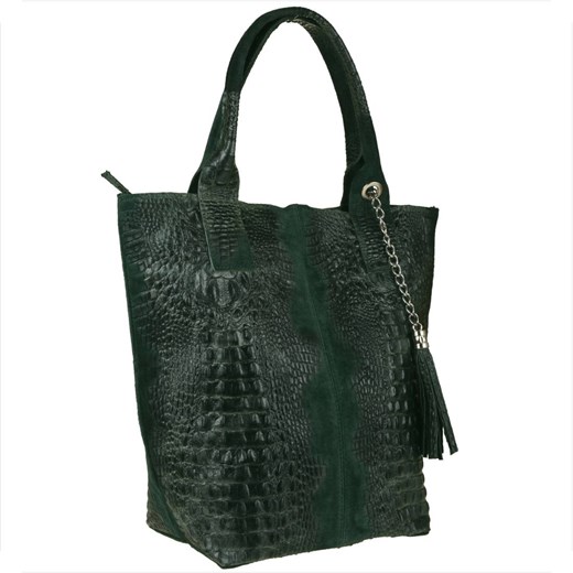 Torba worek z miękkiej skóry bardzo lekka xl zieleń butelkowa ze sklepu melon.pl w kategorii Torby Shopper bag - zdjęcie 176541070