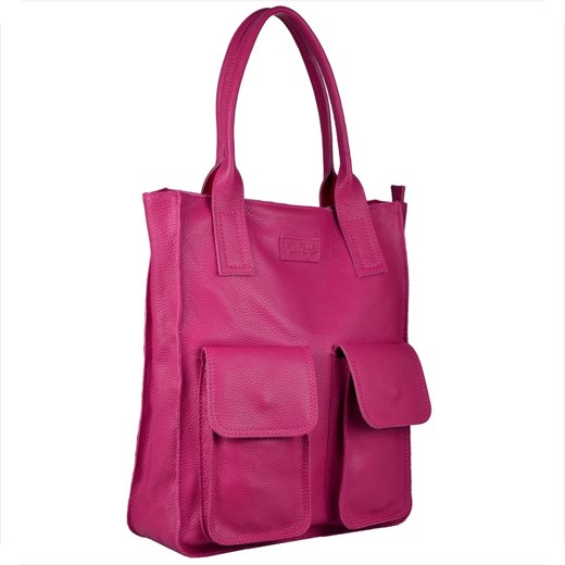 Vera pelle duża torebka włoska shopper bag skóra naturalna fuksja ze sklepu melon.pl w kategorii Torby Shopper bag - zdjęcie 176541342