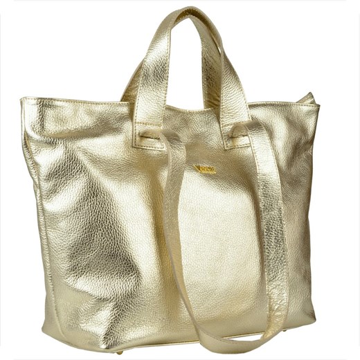 Vezze torba skórzana shopper bag złota na ramię i do ręki ze sklepu melon.pl w kategorii Torby Shopper bag - zdjęcie 176541493