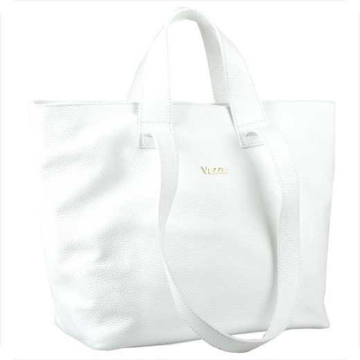 Vezze torba skórzana shopper bag biała na ramię i do ręki złote ze sklepu melon.pl w kategorii Torby Shopper bag - zdjęcie 176541554