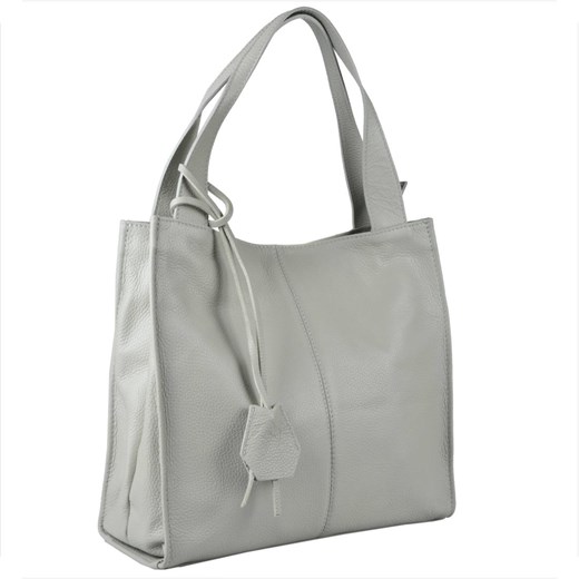 Duża torebka włoska shopper bag popielata skóra naturalna ze sklepu melon.pl w kategorii Torby Shopper bag - zdjęcie 176541682