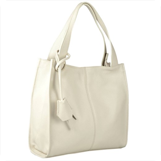 Duża torebka włoska shopper bag skóra naturalna jasny beż ze sklepu melon.pl w kategorii Torby Shopper bag - zdjęcie 176541801