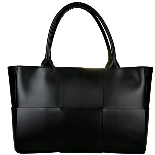 Czarna torebka ze skóry naturalnej gładkiej borse in pelle ze sklepu melon.pl w kategorii Torby Shopper bag - zdjęcie 176542462