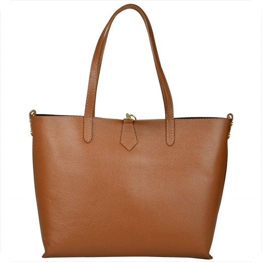 Borse in pelle torebka shopper skórzana brąz camel z kosmetyczką ze sklepu melon.pl w kategorii Torby Shopper bag - zdjęcie 176542493