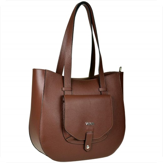 Vezze skórzana torebka włoska brąz koniak ze sklepu melon.pl w kategorii Torby Shopper bag - zdjęcie 176542543