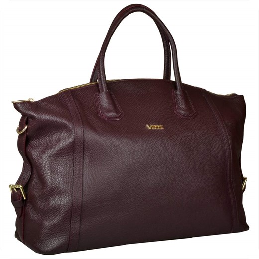 Bardzo duża torebka skórzana shopper bag xxl bordowa ze sklepu melon.pl w kategorii Torby Shopper bag - zdjęcie 176542692