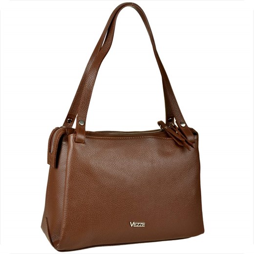 Vezze włoska torba skórzana  shopper bag brązowa koniak ze sklepu melon.pl w kategorii Torby Shopper bag - zdjęcie 176542794