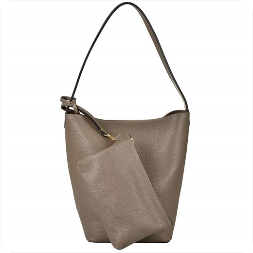 Borse in pelle torebka skórzana włoska brąz taupe ze sklepu melon.pl w kategorii Torby Shopper bag - zdjęcie 176542844
