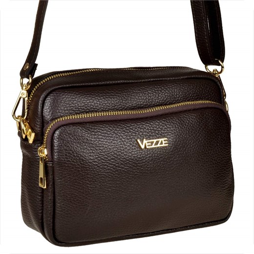 Vezze włoska skórzana torebka brąz czekolada złote okucia ze sklepu melon.pl w kategorii Listonoszki - zdjęcie 176543350