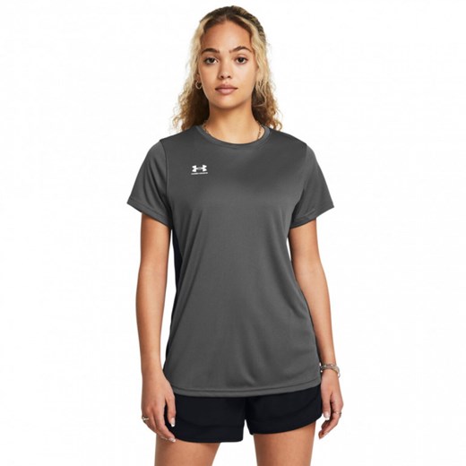 Damska koszulka treningowa Under Armour UA W's Challenger Train Ss - szara ze sklepu Sportstylestory.com w kategorii Bluzki damskie - zdjęcie 176552701