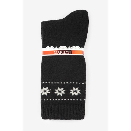 Marilyn Skarpetki męskie z angorą subtelny wzór zimowy czarne D30, Kolor czarny-wzór, Rozmiar uniwersalny, Marilyn ze sklepu Intymna w kategorii Skarpetki męskie - zdjęcie 176556681